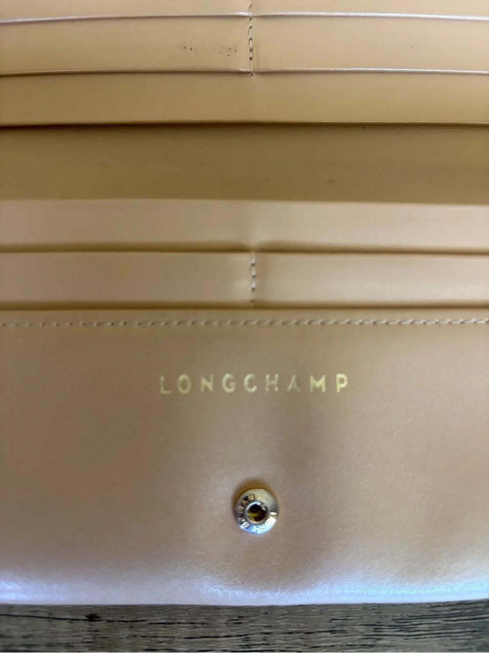 Long champ Leather Clutch Wallet with Gold Horse Emblem - Blush
